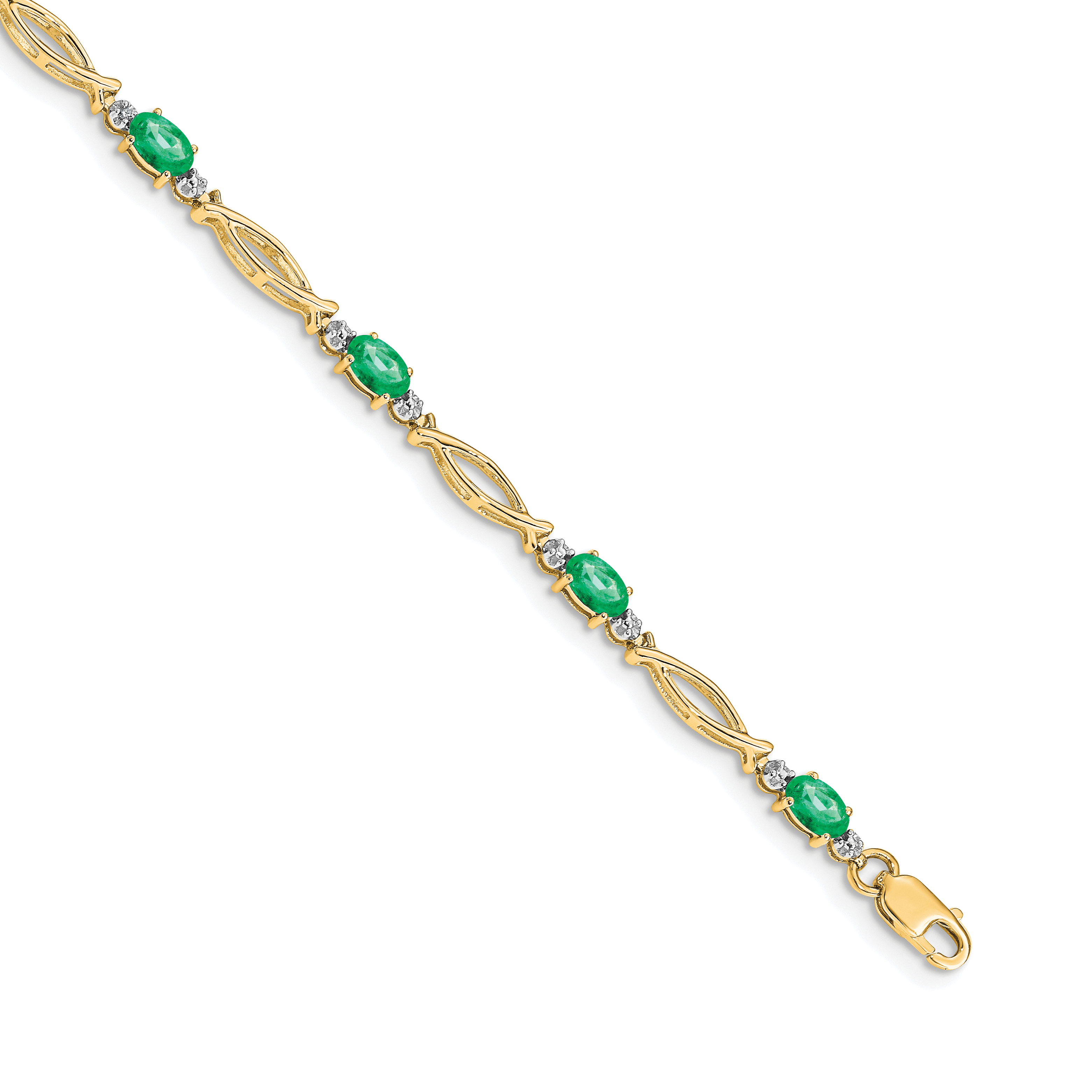 14k White Gold Complete Diamond and Oval Emerald 7.25 inch Bracelet (BM4483-EM-001-YA)
