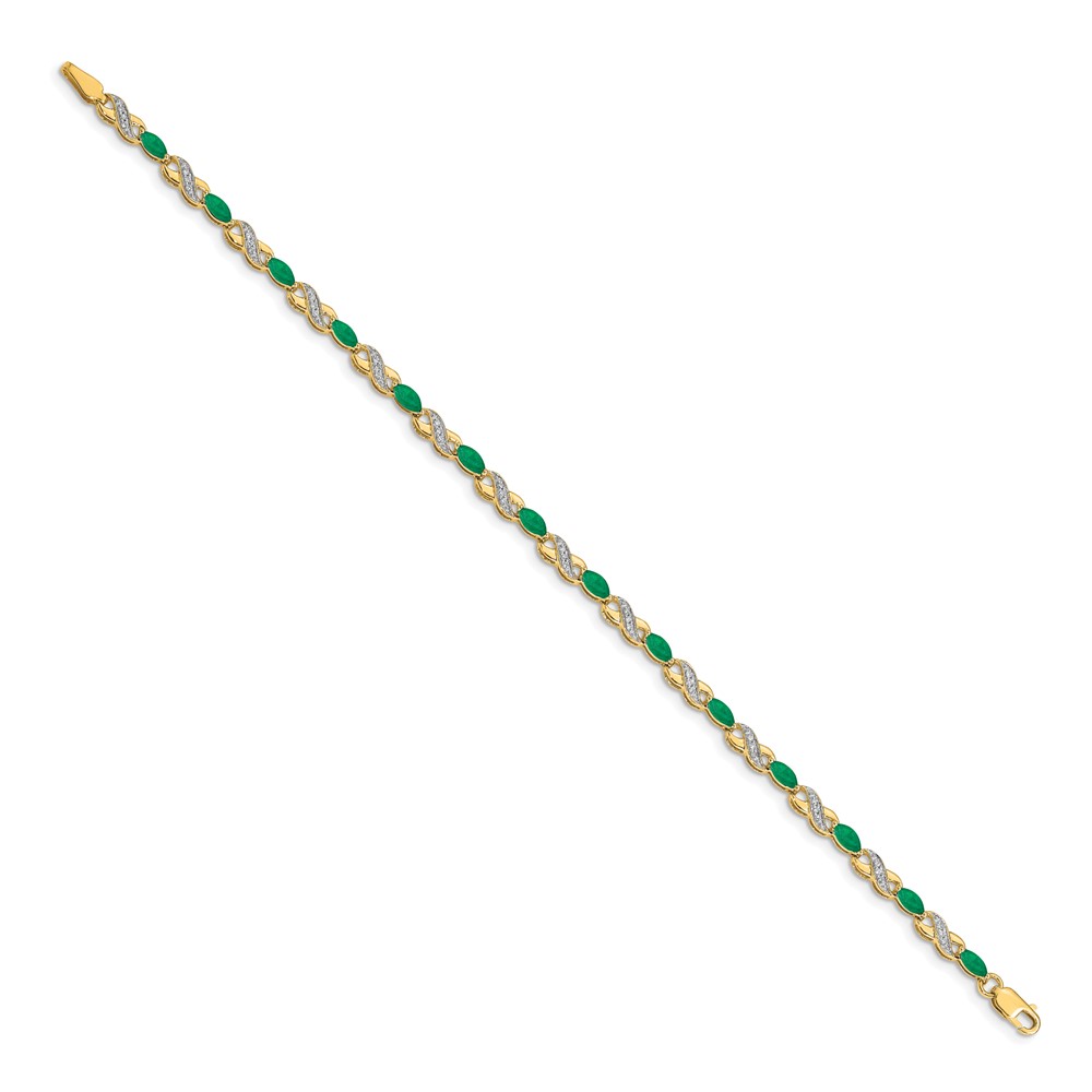 10k Diamond and Emerald Infinity Bracelet (BM4485-EM-015-1YA)