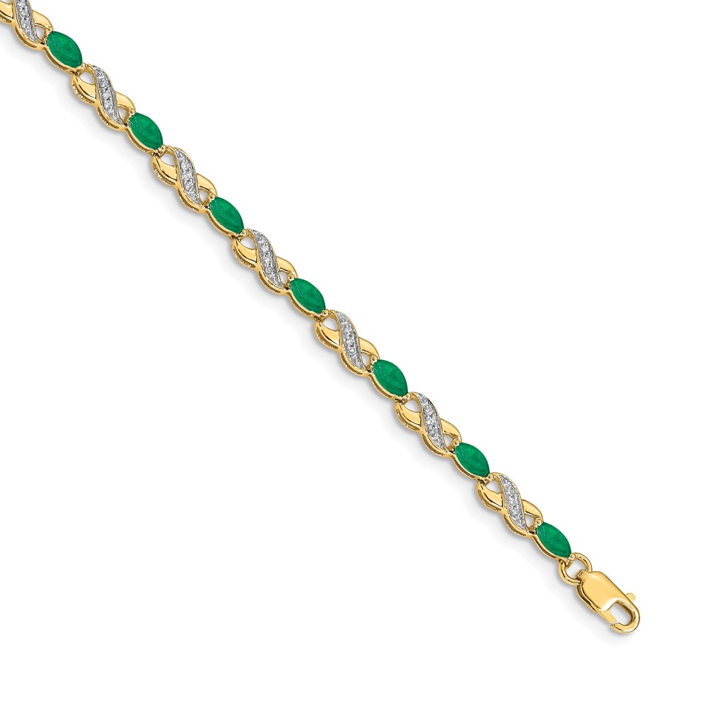 10k Diamond and Emerald Infinity Bracelet (BM4485-EM-015-1YA)