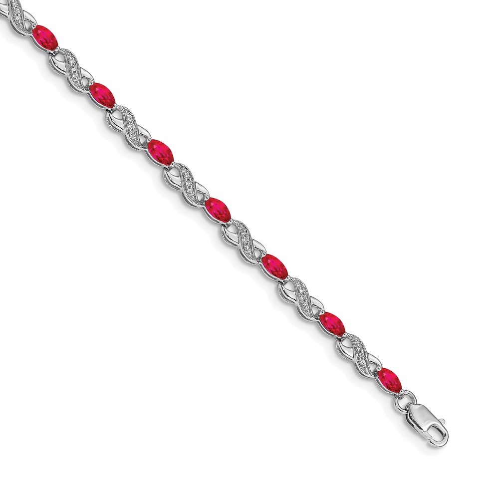 10k White Gold Diamond and Ruby Infinity Bracelet (BM4485-RU-015-1WA)