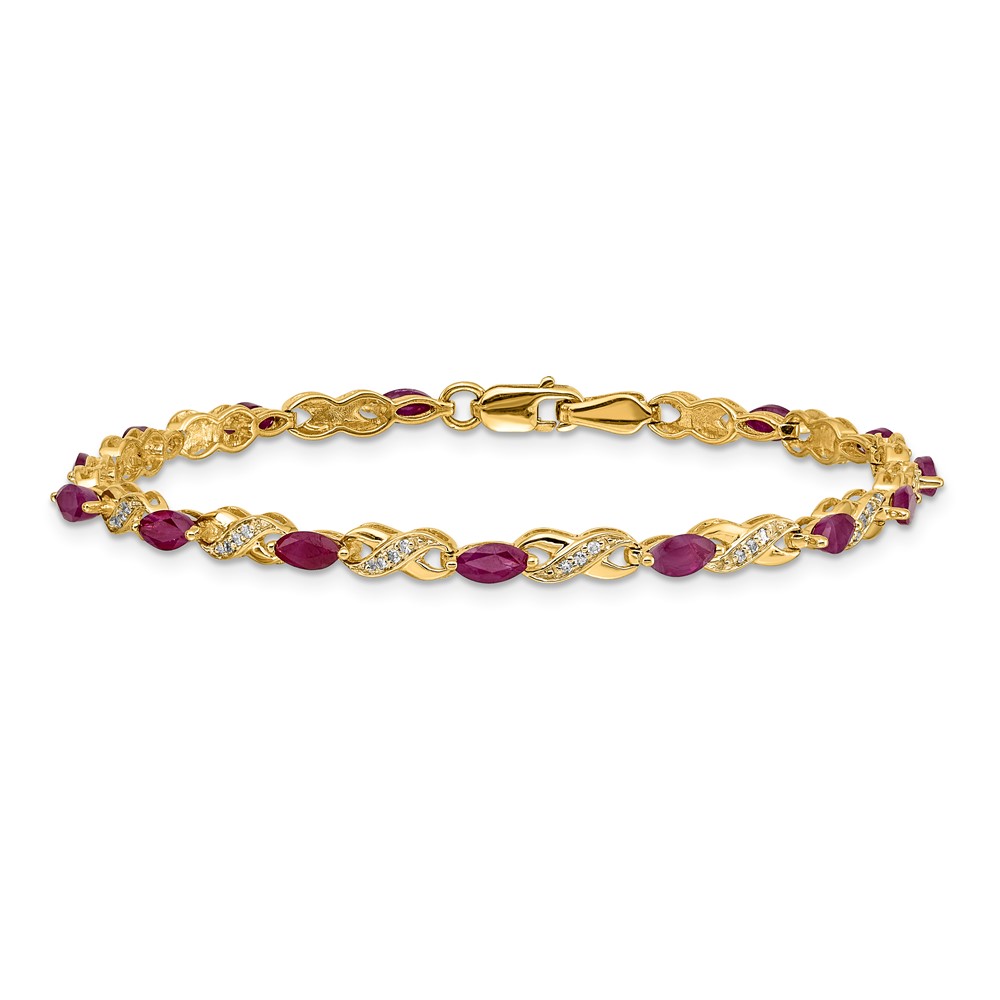 14k Complete Diamond and Oval Ruby Infinity 7.25 inch Bracelet (BM4485-RU-015-YA)