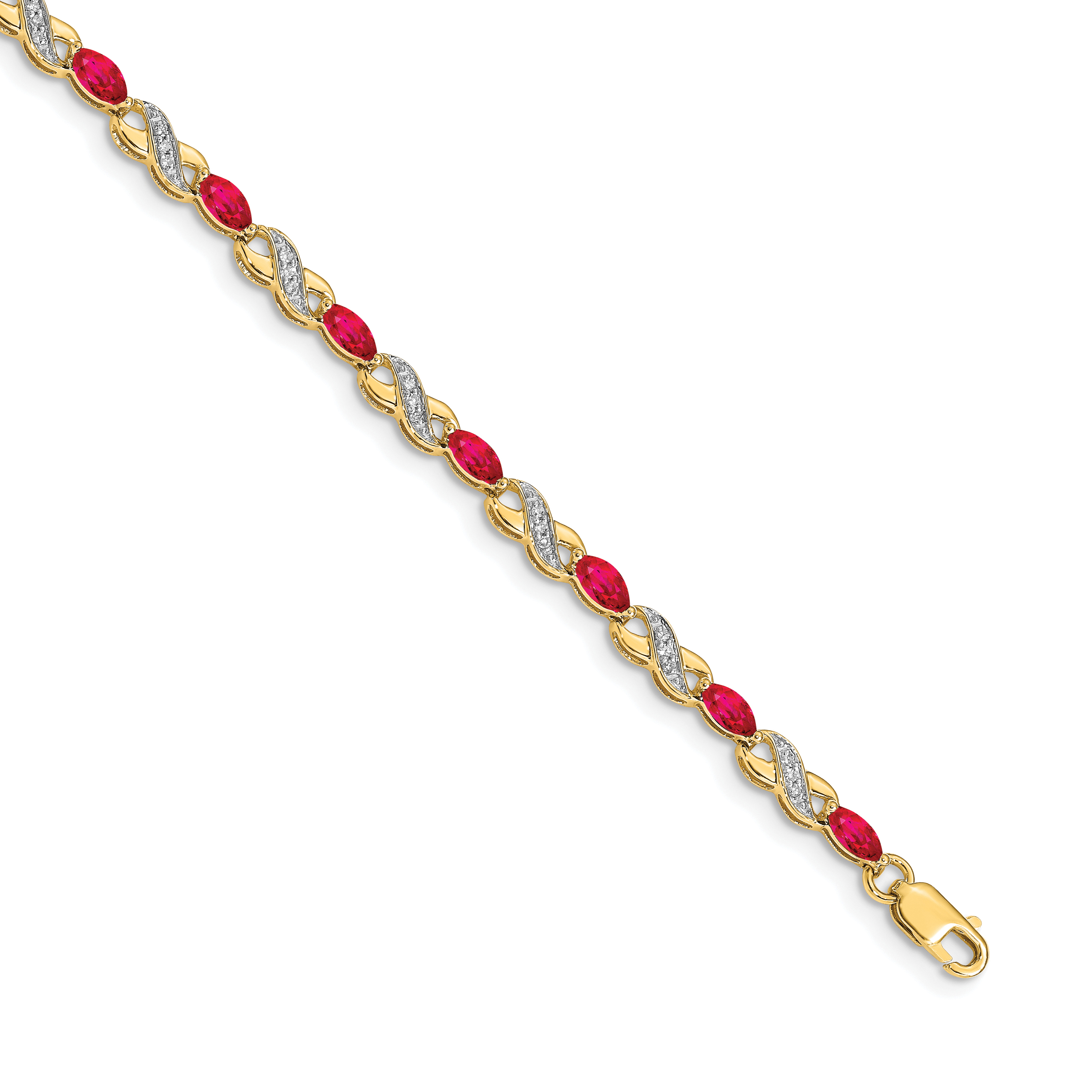 14k Complete Diamond and Oval Ruby Infinity 7.25 inch Bracelet (BM4485-RU-015-YA)