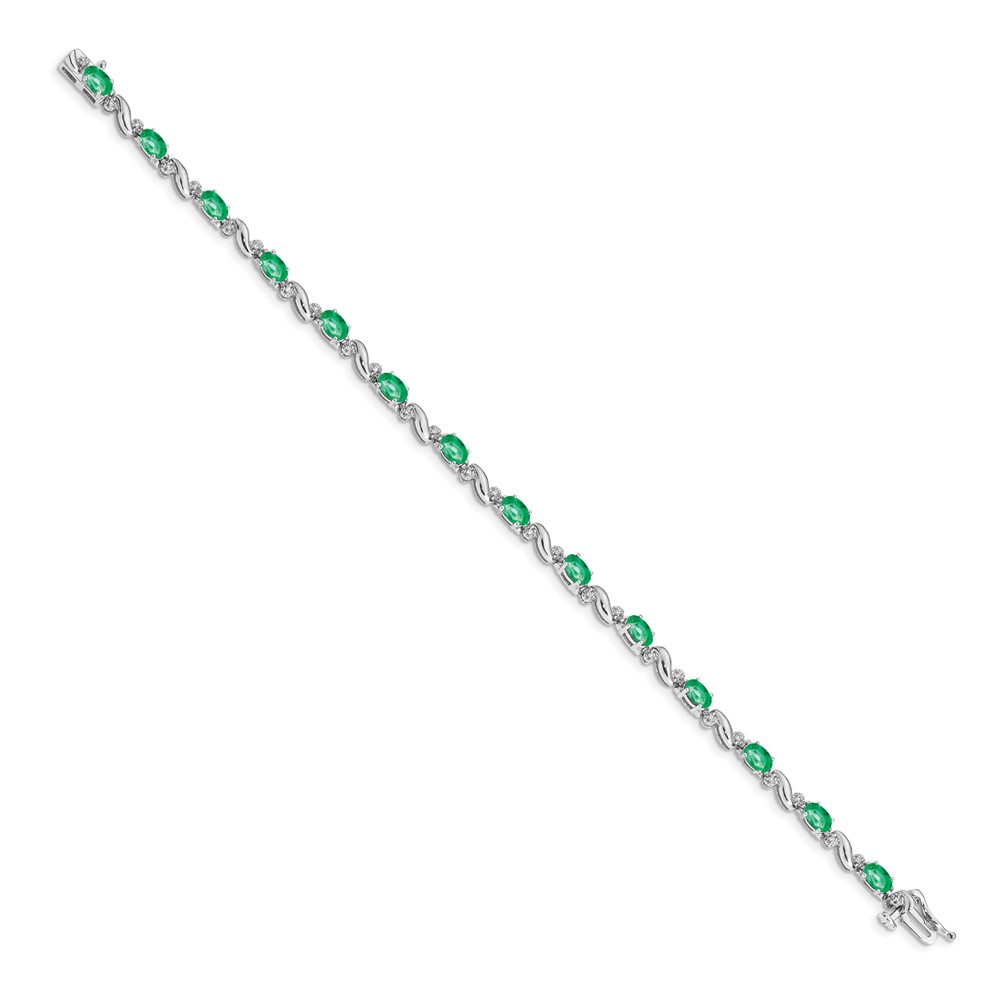 10k White Gold Diamond and Emerald Bracelet (BM4487-EM-010-1WA)
