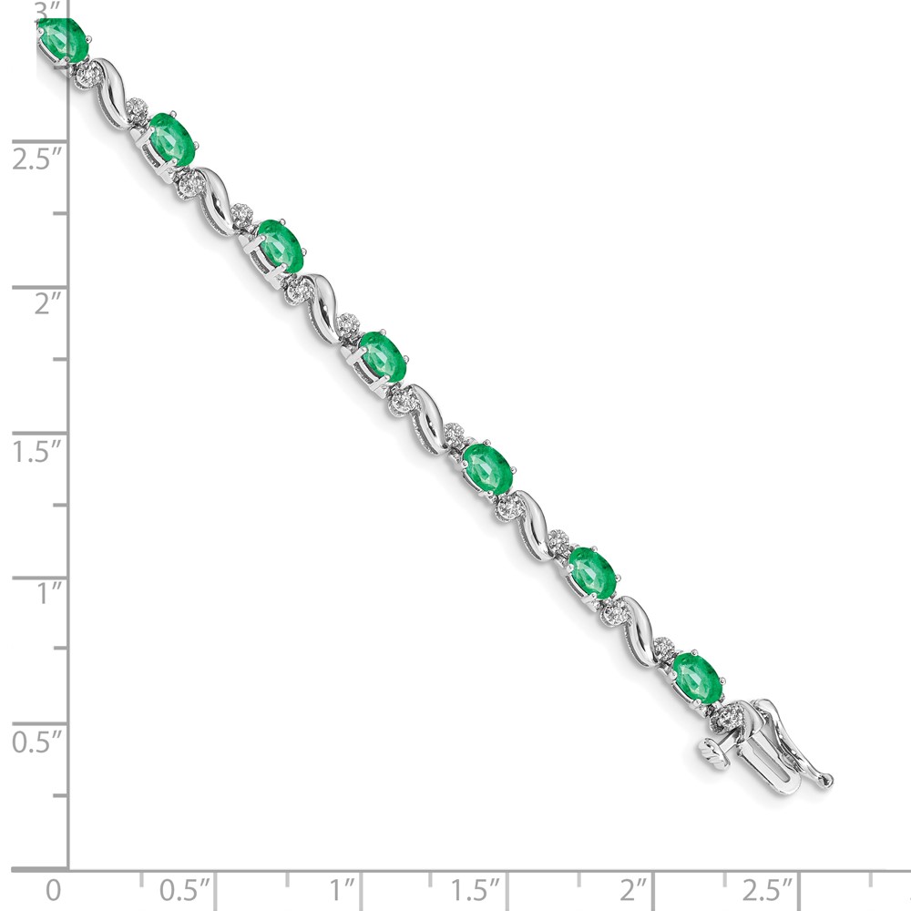 10k White Gold Diamond and Emerald Bracelet (BM4487-EM-010-1WA)