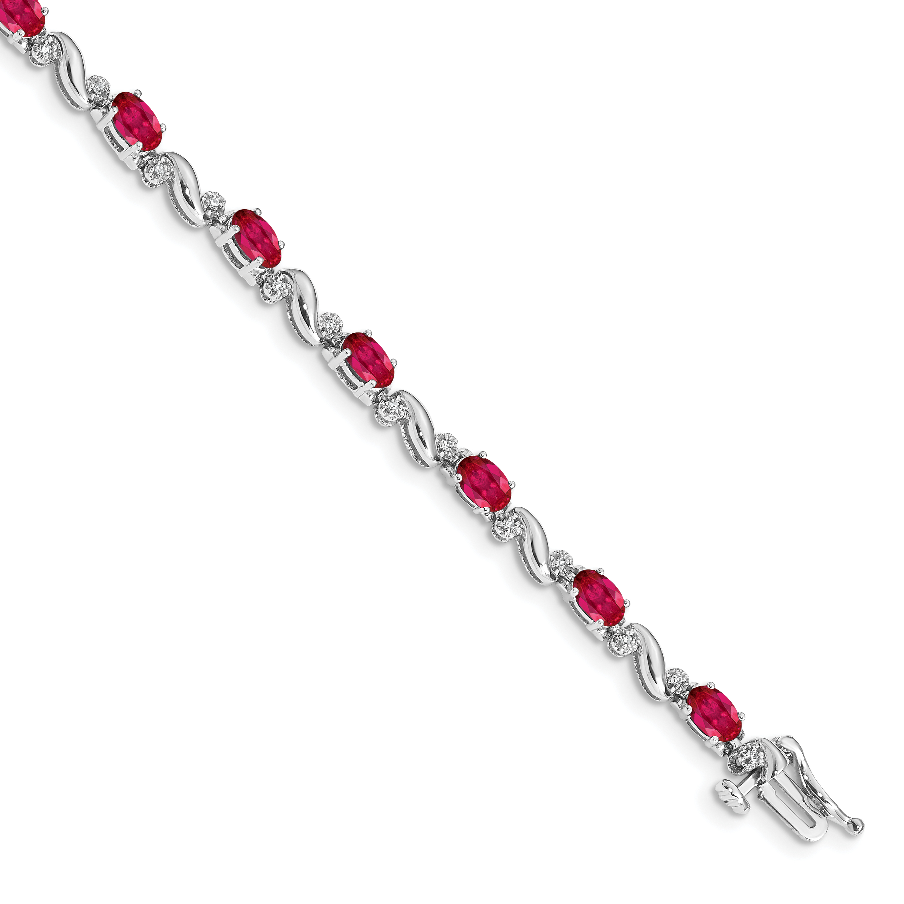 10k White Gold Diamond and Ruby Bracelet (BM4487-RU-010-1WA)
