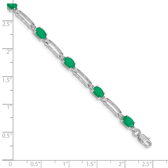 10k White Gold Diamond and Emerald Bracelet