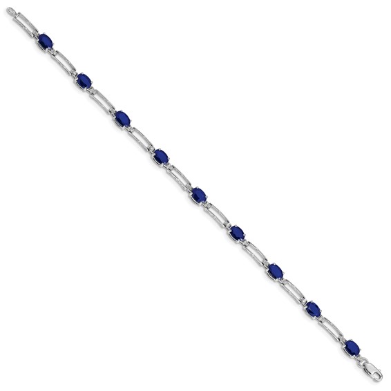 10k White Gold Diamond and Sapphire Bracelet