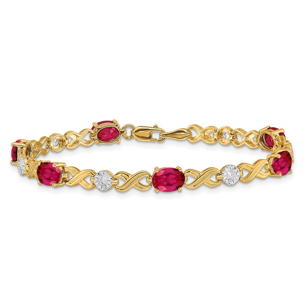 14k 14kt Yellow Gold Diamond and Ruby Bracelet 7 inch X 5 mm | eBay