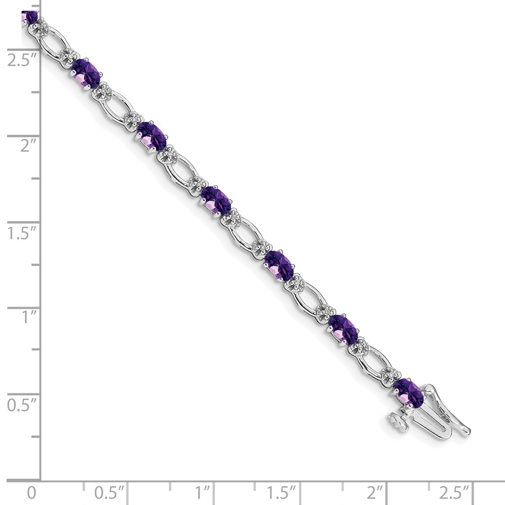 14k White Gold Complete Diamond and Oval Amethyst Heart Accent 7 inch Bracelet (BM4491-AM-010-WA)