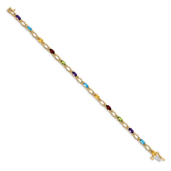 Gold Diamond & Rainbow Gemstone Bracelets