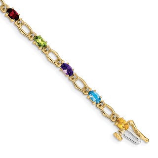 Gold Diamond & Rainbow Gemstone Bracelets