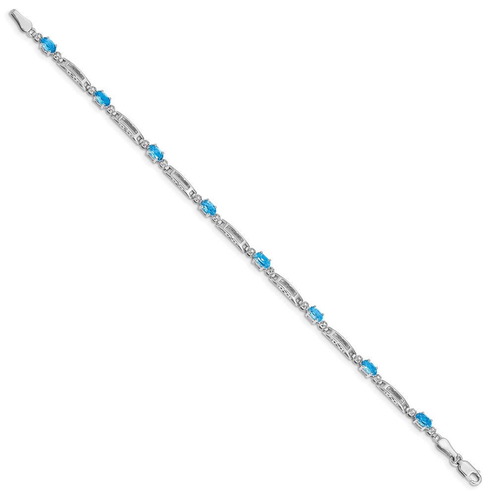10k White Gold Diamond and Blue Topaz Bracelet (BM4492-BT-001-1WA)