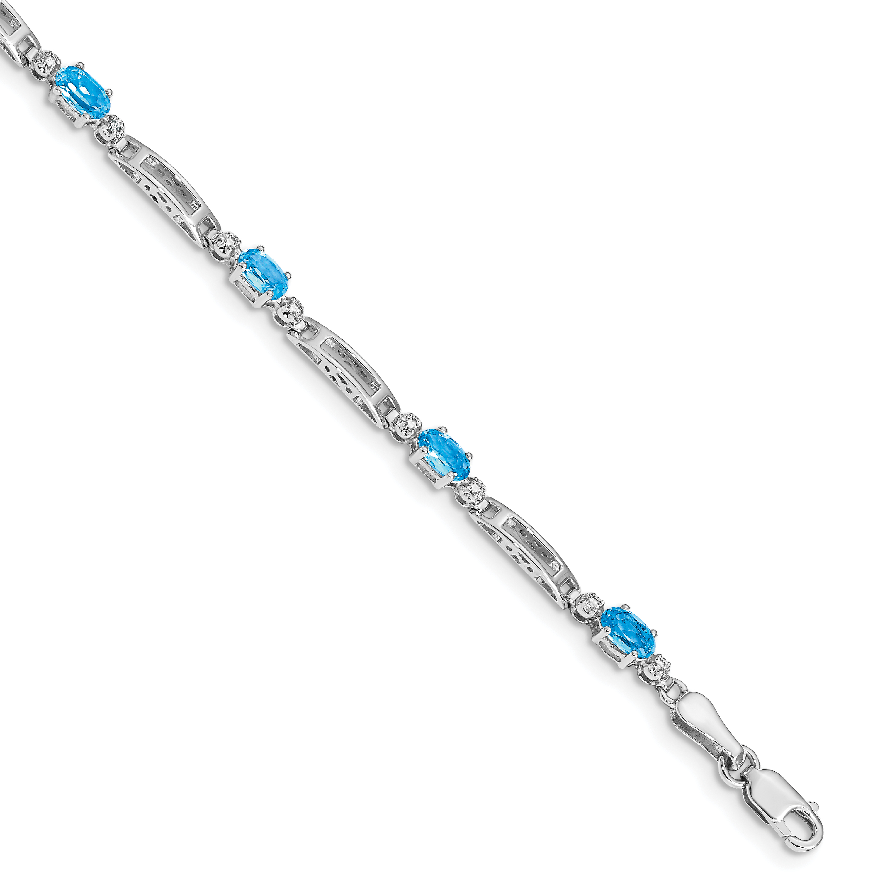 10k White Gold Diamond and Blue Topaz Bracelet (BM4492-BT-001-1WA)