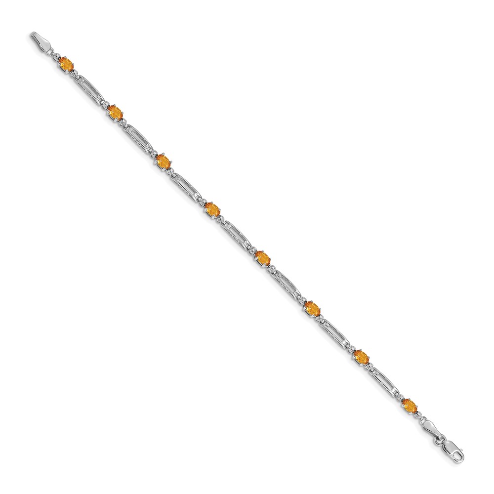 14k White Gold Complete Diamond and Oval Citrine Fancy Link 7 inch Bracelet (BM4492-CI-001-WA)