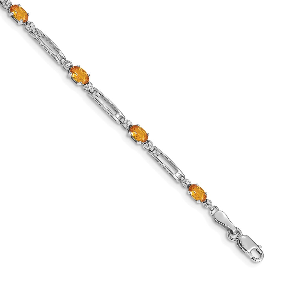 14k White Gold Complete Diamond and Oval Citrine Fancy Link 7 inch Bracelet (BM4492-CI-001-WA)