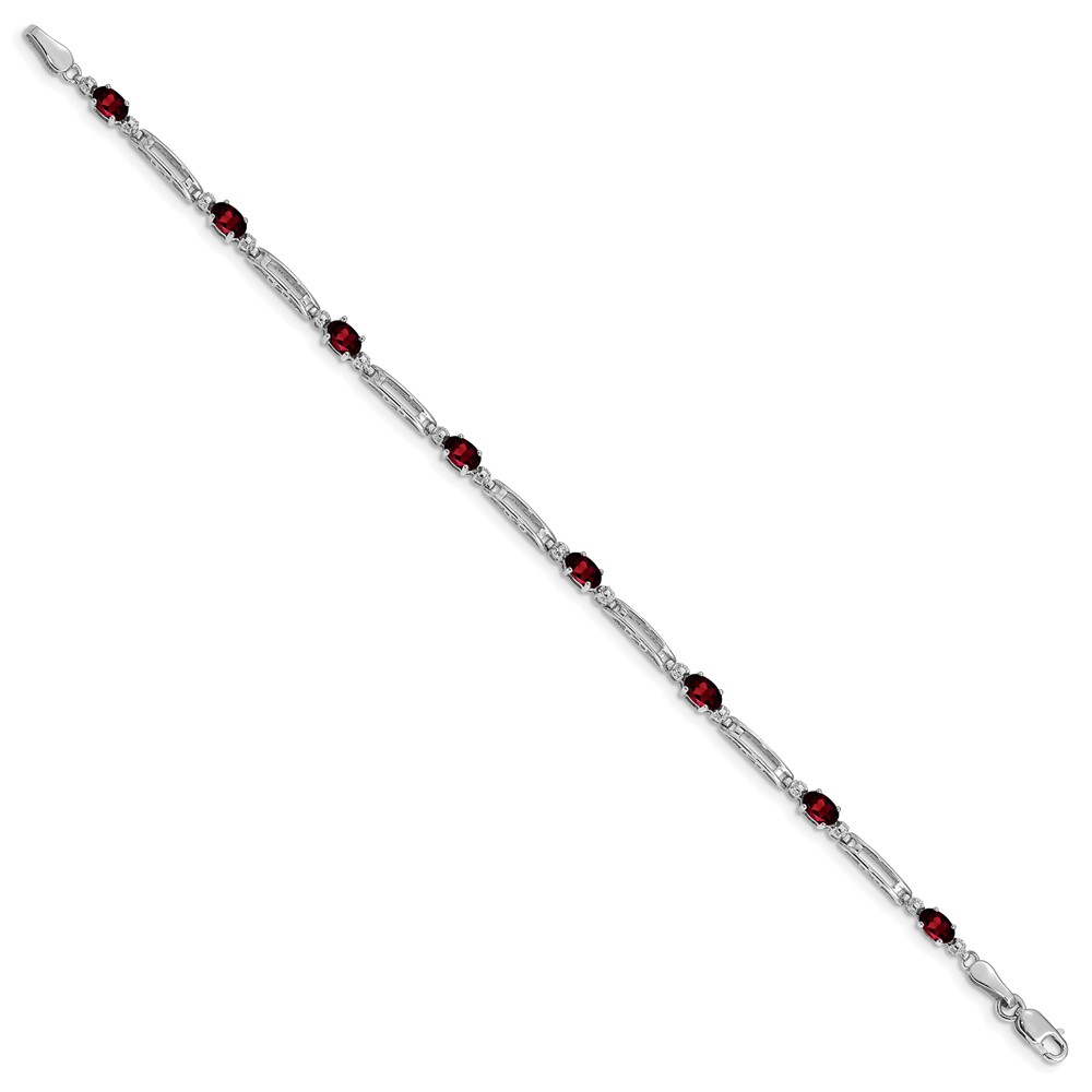 10k White Gold Diamond and Garnet Bracelet (BM4492-GA-001-1WA)