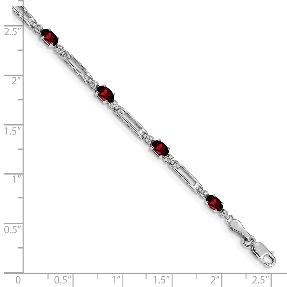 10k White Gold Diamond and Garnet Bracelet (BM4492-GA-001-1WA)