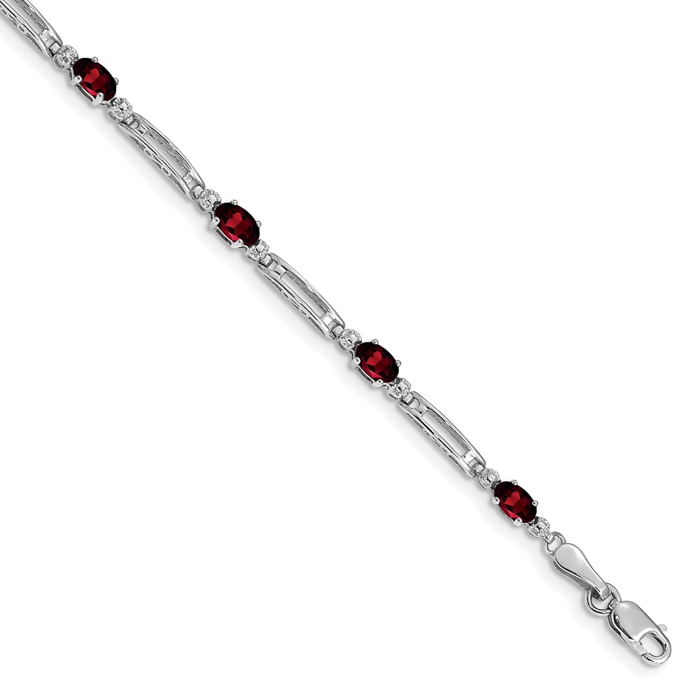 10k White Gold Diamond and Garnet Bracelet (BM4492-GA-001-1WA)