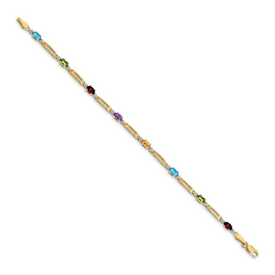 Gold Diamond & Rainbow Gemstone Bracelets