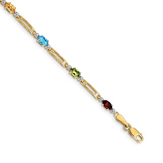 Gold Diamond & Rainbow Gemstone Bracelets
