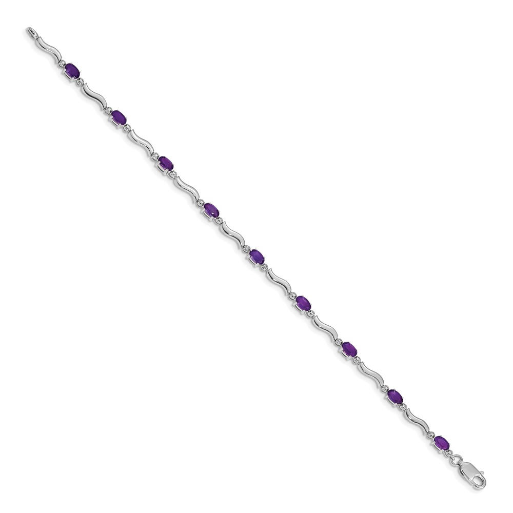 10k White Gold Diamond and Amethyst Bracelet (BM4493-AM-001-1WA)