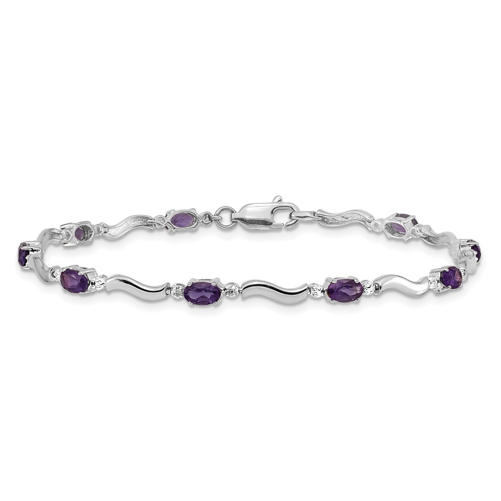 10k White Gold Diamond and Amethyst Bracelet (BM4493-AM-001-1WA)