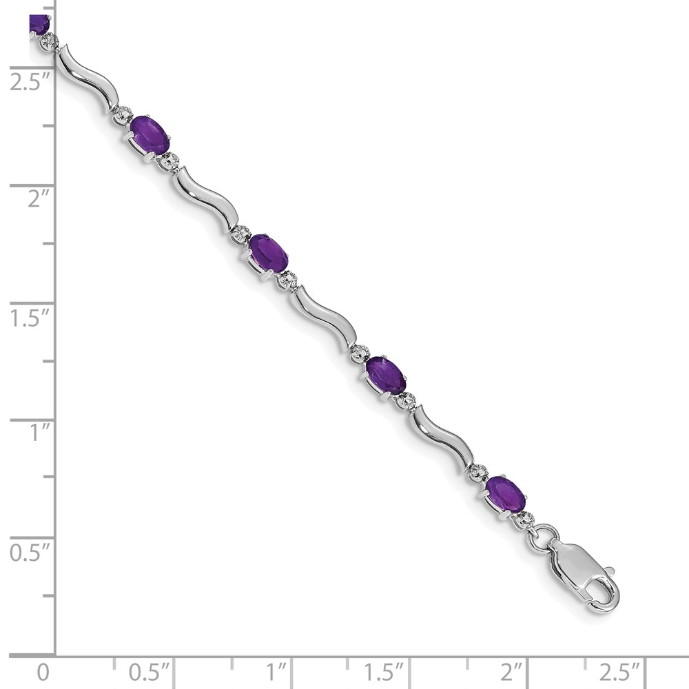 10k White Gold Diamond and Amethyst Bracelet (BM4493-AM-001-1WA)