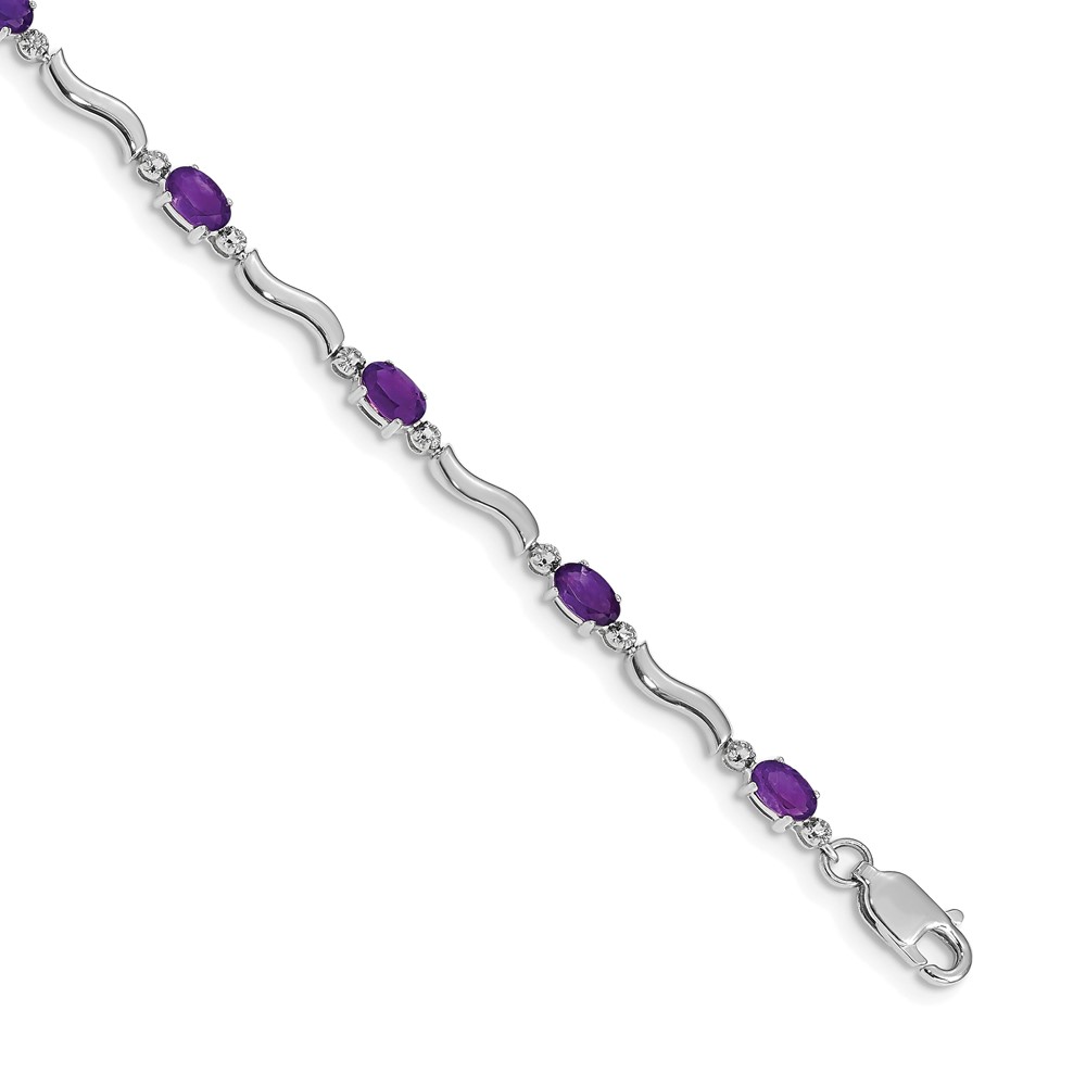10k White Gold Diamond and Amethyst Bracelet (BM4493-AM-001-1WA)