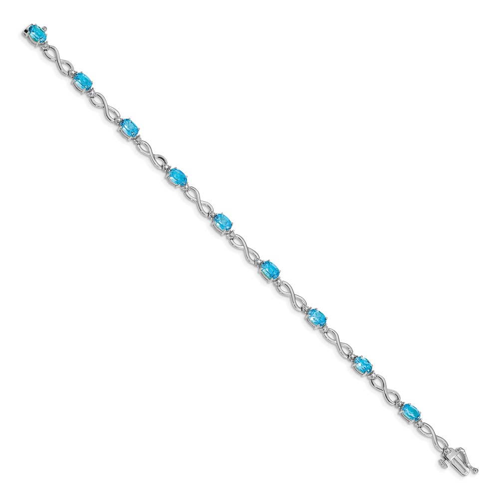 10k White Gold Blue Topaz and Diamond Infinity Bracelet (BM4494-BT-003-1WA)