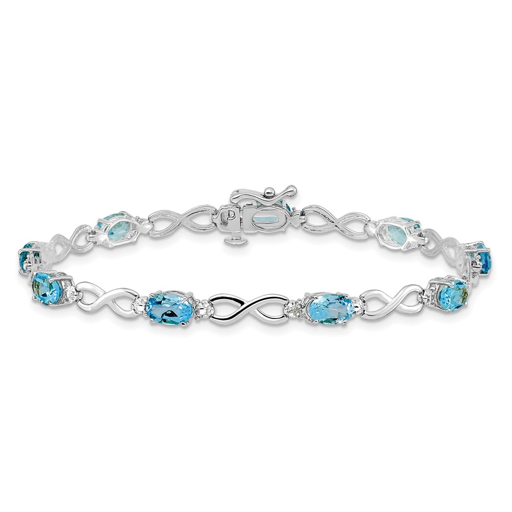 10k White Gold Blue Topaz and Diamond Infinity Bracelet (BM4494-BT-003-1WA)