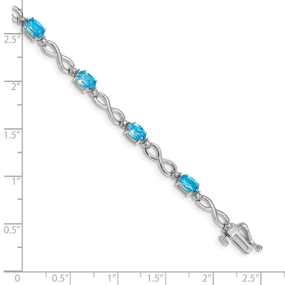 10k White Gold Blue Topaz and Diamond Infinity Bracelet (BM4494-BT-003-1WA)