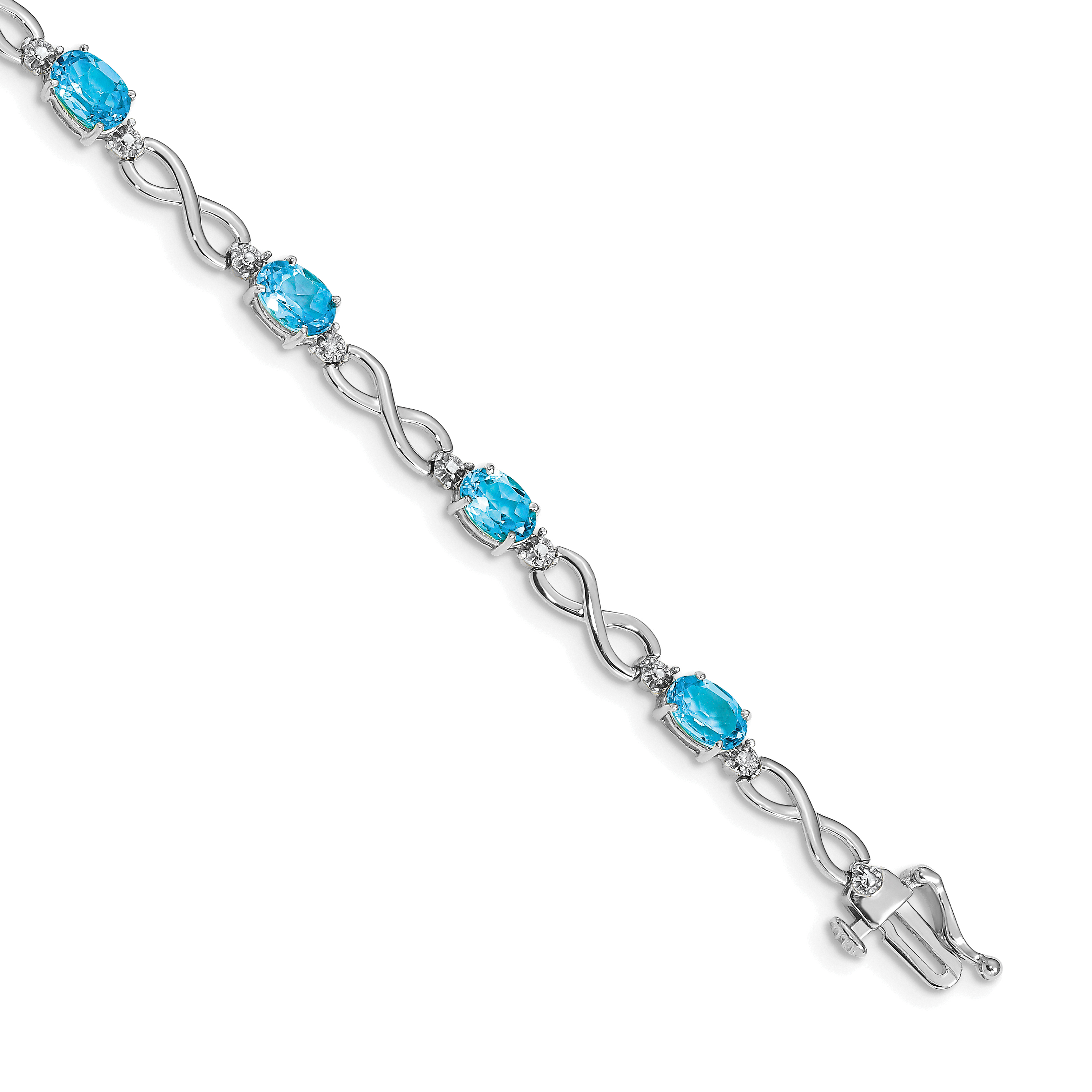 10k White Gold Blue Topaz and Diamond Infinity Bracelet (BM4494-BT-003-1WA)