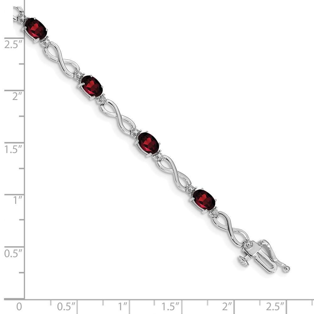 14k White Gold Complete Oval Garnet and Diamond Infinity Link 7 inch Bracelet (BM4494-GA-003-WA)
