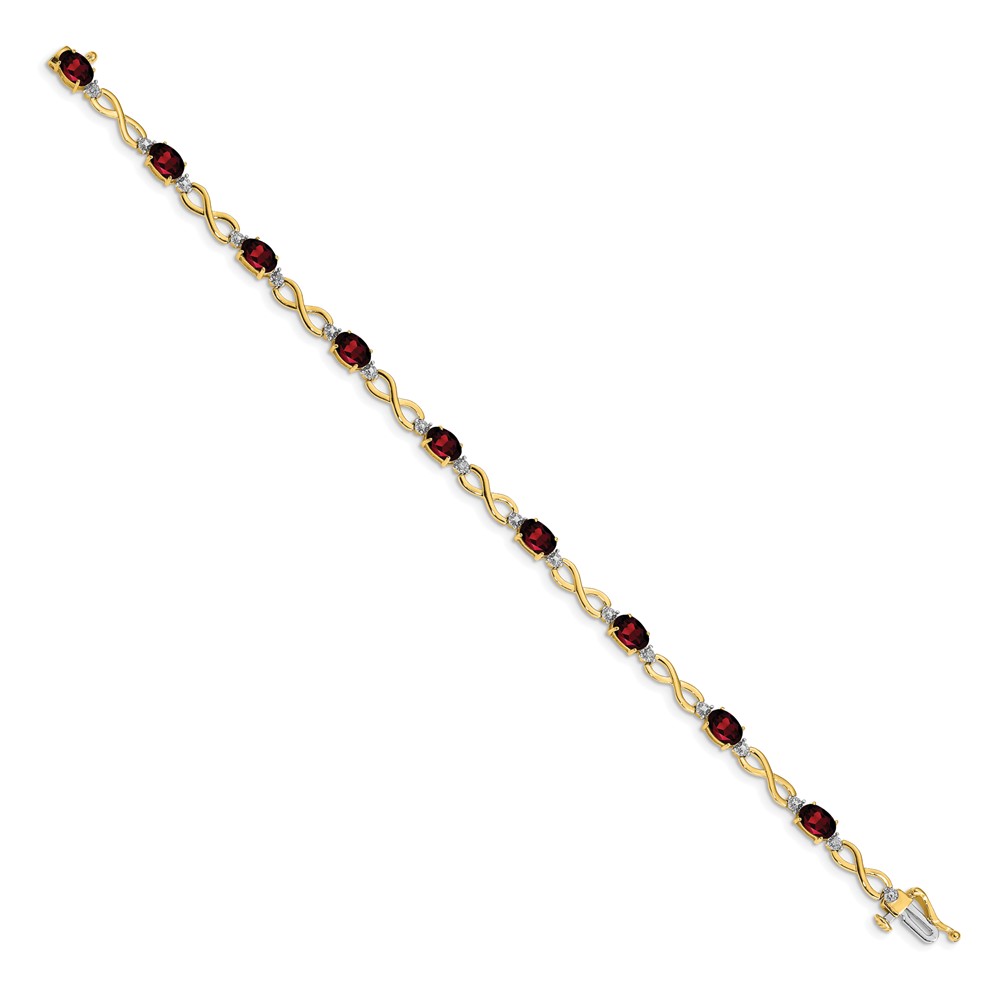 14k Complete Oval Garnet and Diamond Infinity Link 7 inch Bracelet (BM4494-GA-003-YA)