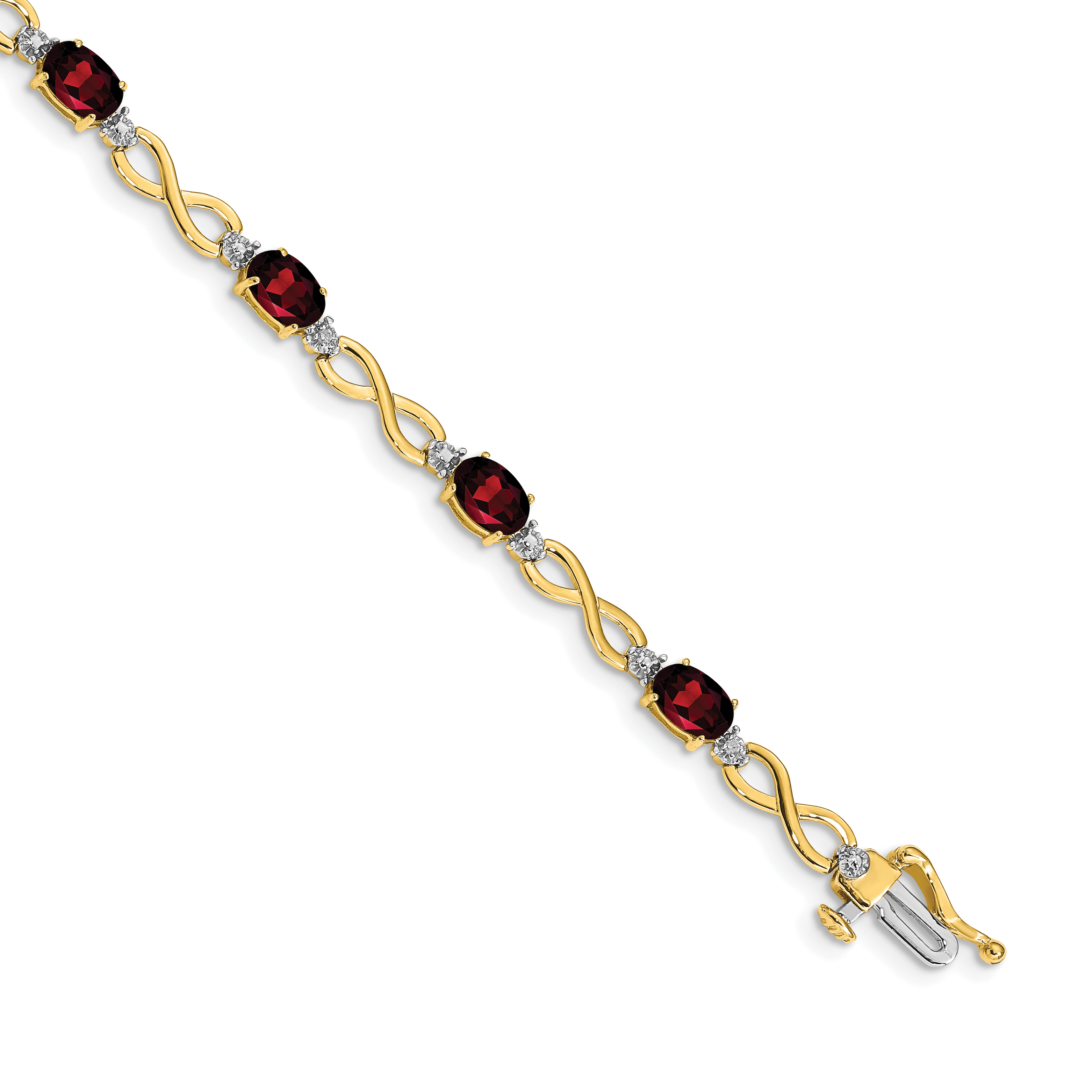 14k Complete Oval Garnet and Diamond Infinity Link 7 inch Bracelet (BM4494-GA-003-YA)
