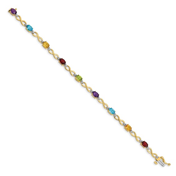 Gold Diamond & Rainbow Gemstone Infinity Bracelets