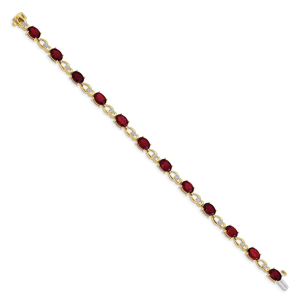 14k Complete Oval Garnet and Diamond Fancy Link 7 inch Bracelet (BM4496-GA-005-YA)
