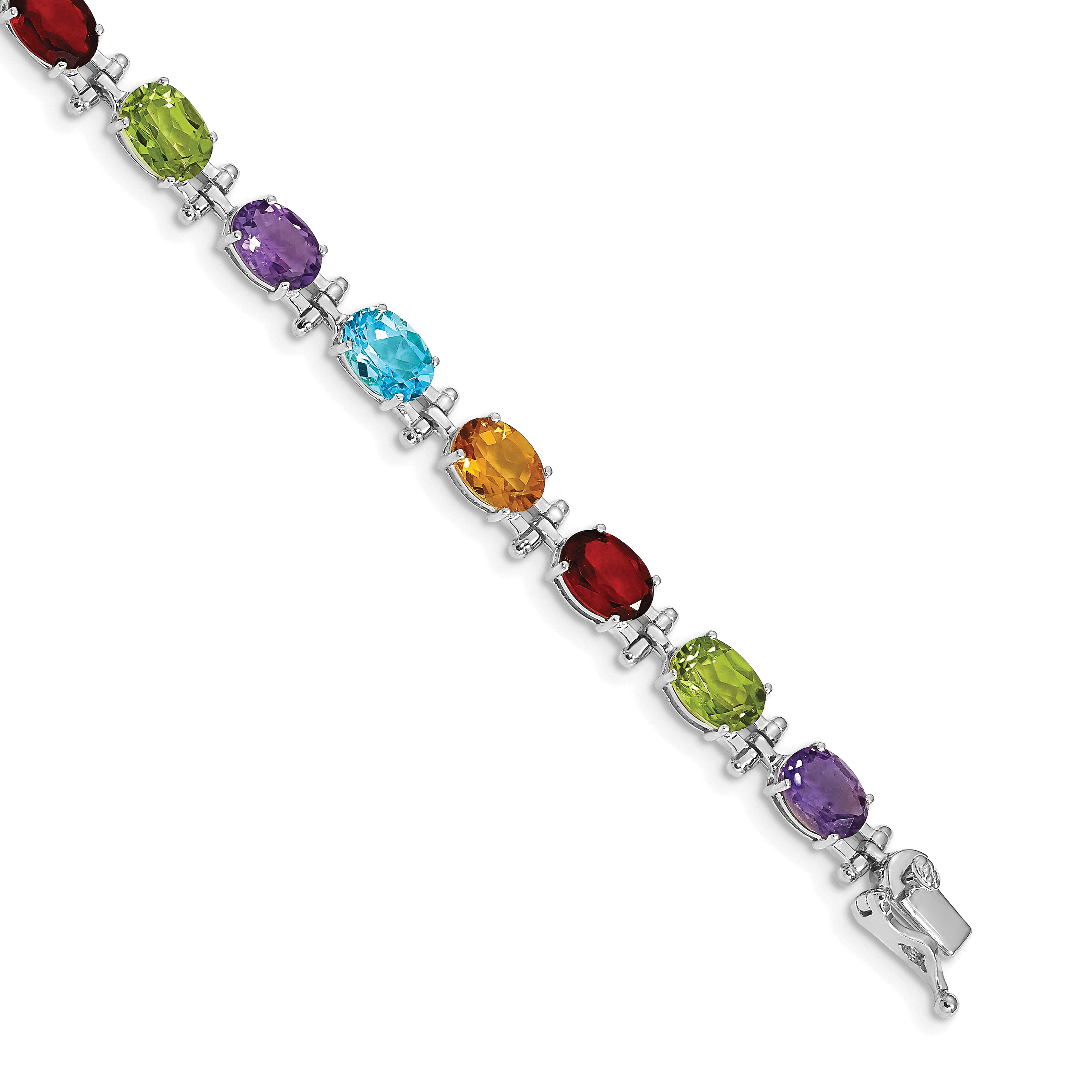 14k White Gold Rainbow Gemstone Bracelet | J.C.’s Jewelry & Repair