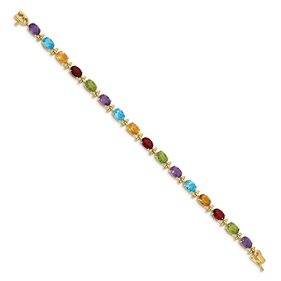 Gold Diamond & Rainbow Gemstone Bracelets