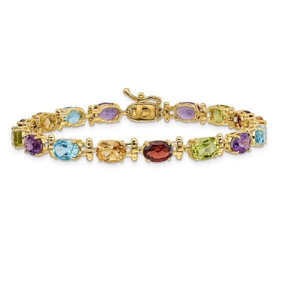 Gold Diamond & Rainbow Gemstone Bracelets