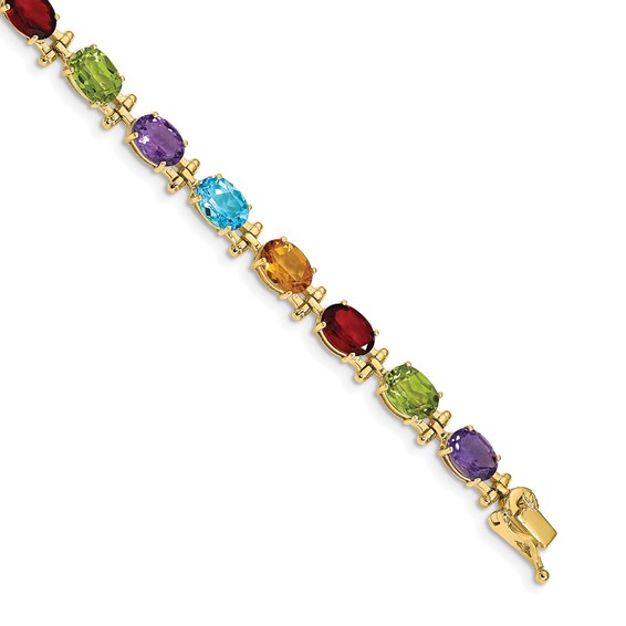 Gold Diamond & Rainbow Gemstone Bracelets