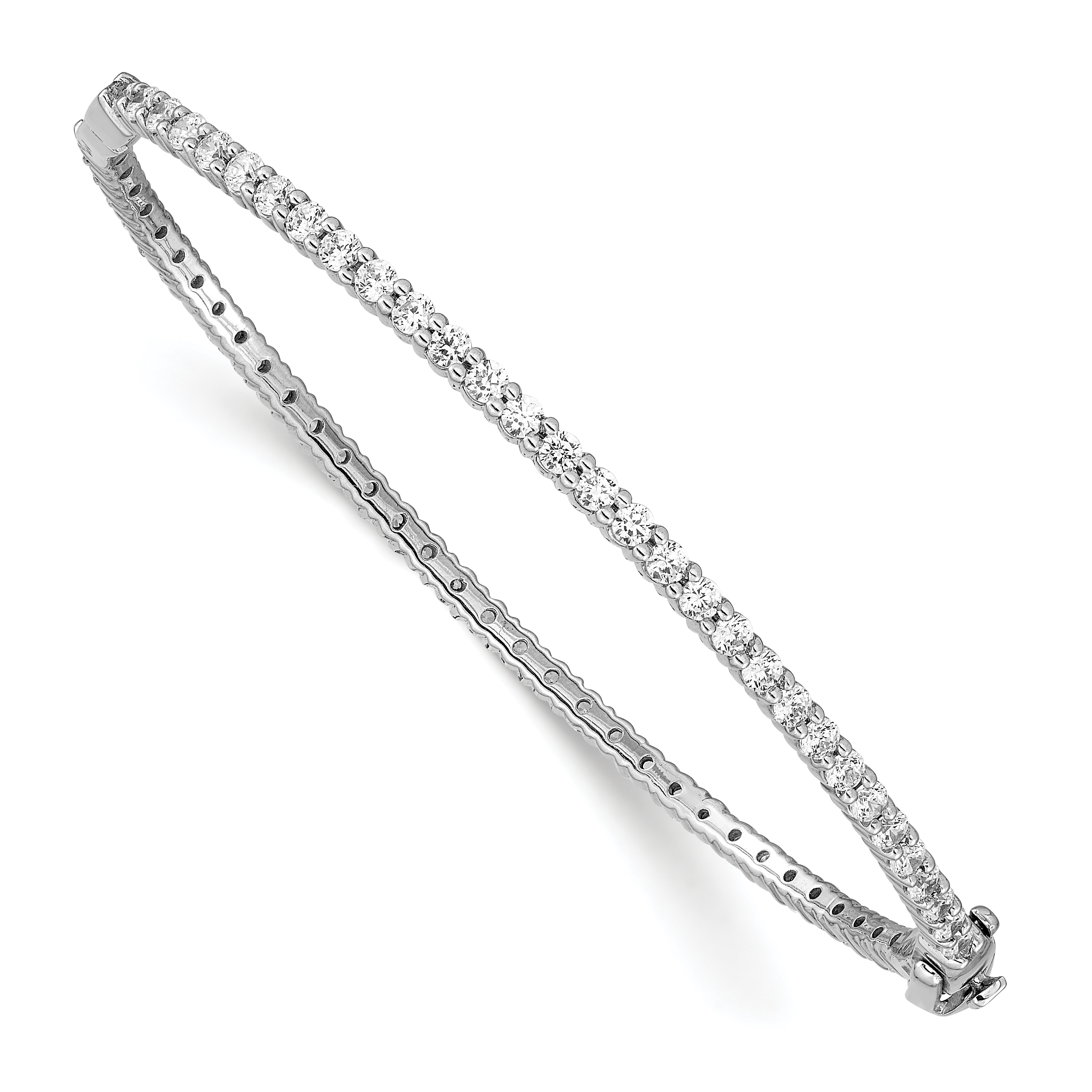 14k White Gold 2 1/2 carat Lab Grown Diamond VS/SI+ G+ Eternity Bangle Bracelet (BM4567-250-WLG)