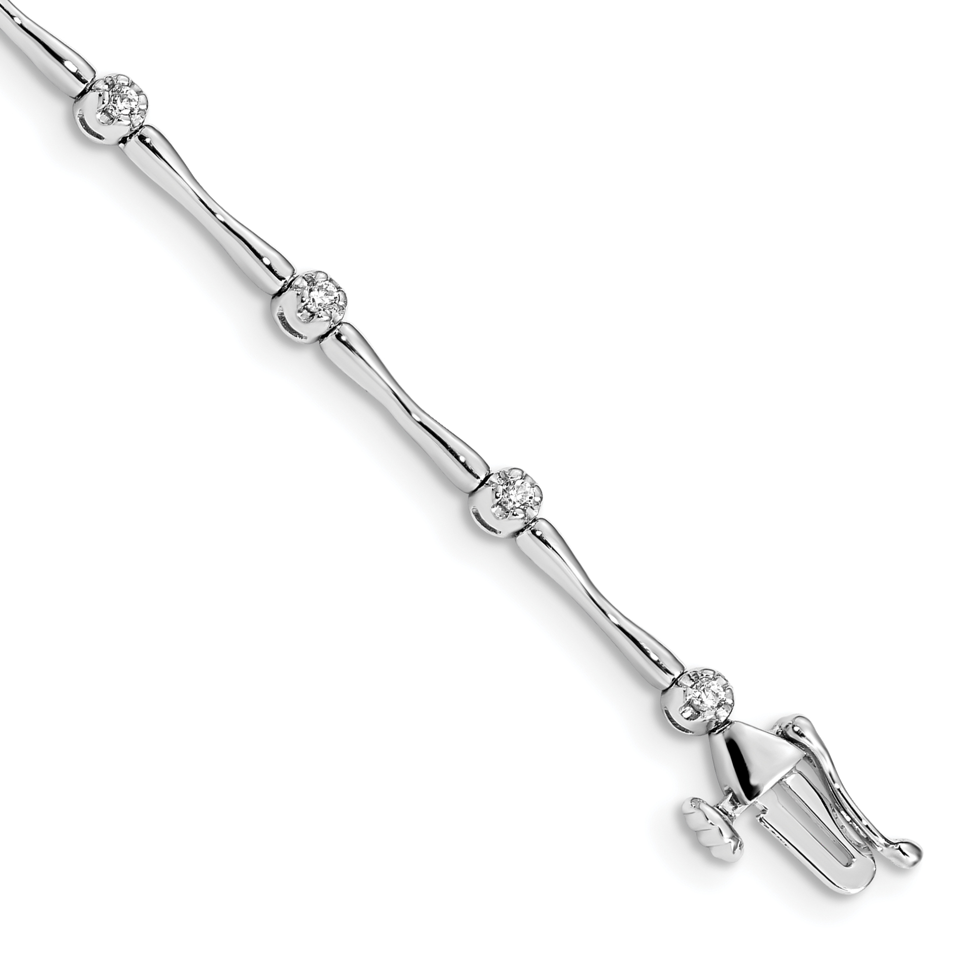 14k White Gold Complete 1/4 carat Diamond and Bar Link 7 inch Bracelet (BM4594-025-WA)