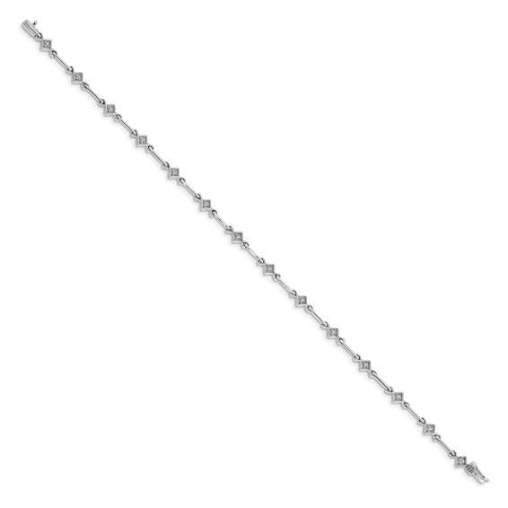 14k White Gold Complete 1/6 carat Diamond Bar Link 7.5 inch Bracelet