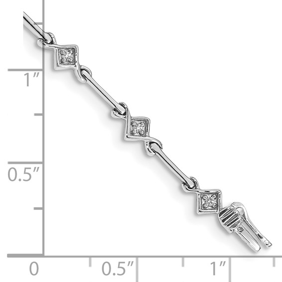 14k White Gold Complete 1/6 carat Diamond Bar Link 7.5 inch Bracelet