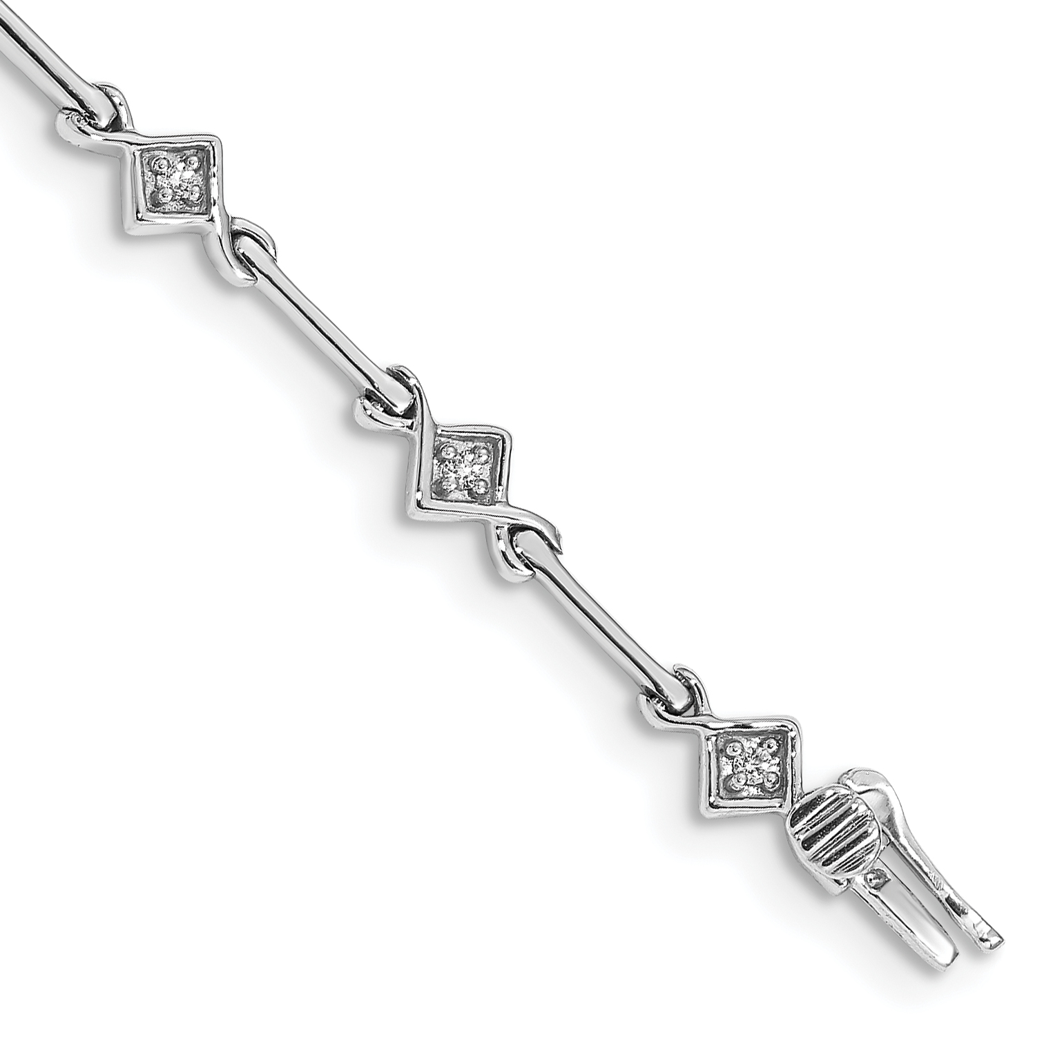 14k White Gold Complete 1/6 carat Diamond Bar Link 7.5 inch Bracelet (BM4596-015-WA)