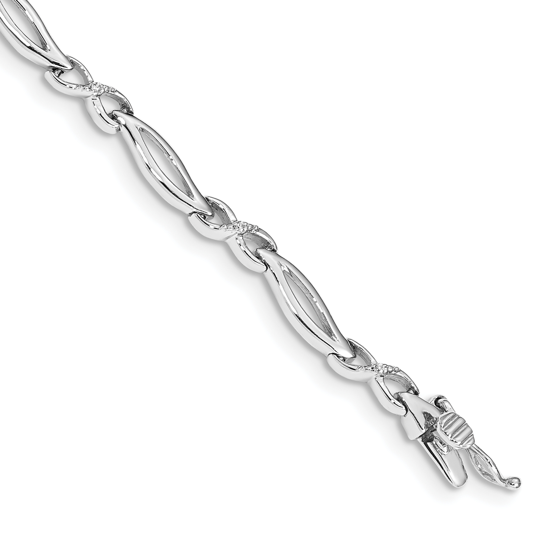 14k White Gold Complete 0.03 carat Diamond Infinity and Oval Link 7 inch Bracelet (BM4599-003-WA)