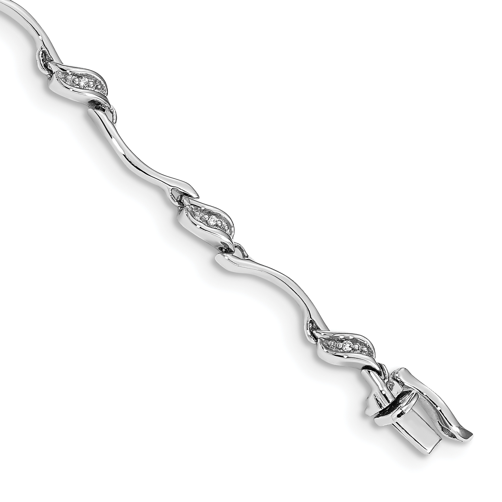 14k White Gold Complete 1/20 carat Diamond Fancy Curved Link 7 inch Bracelet (BM4600-005-WA)