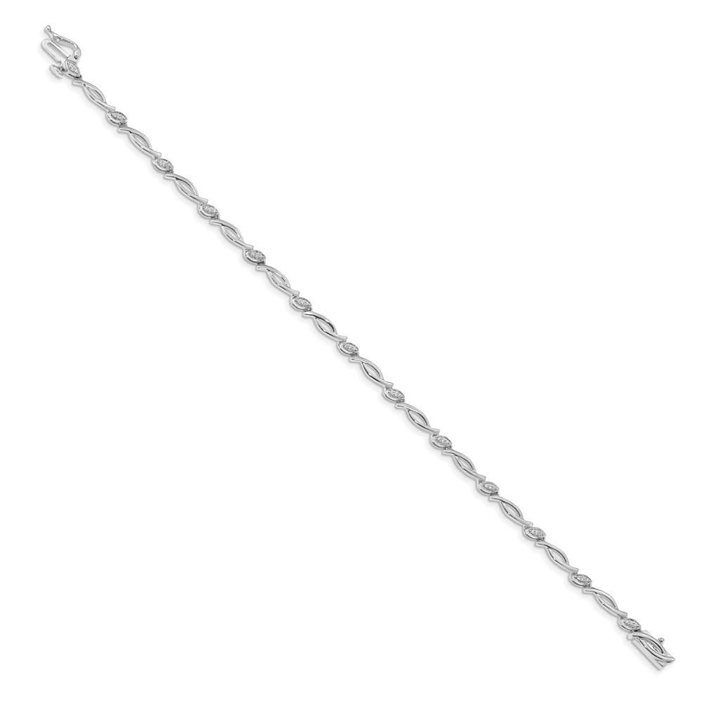 14k White Gold Complete 1/8 carat Diamond Fancy Link 7.5 inch Bracelet (BM4606-013-WA)