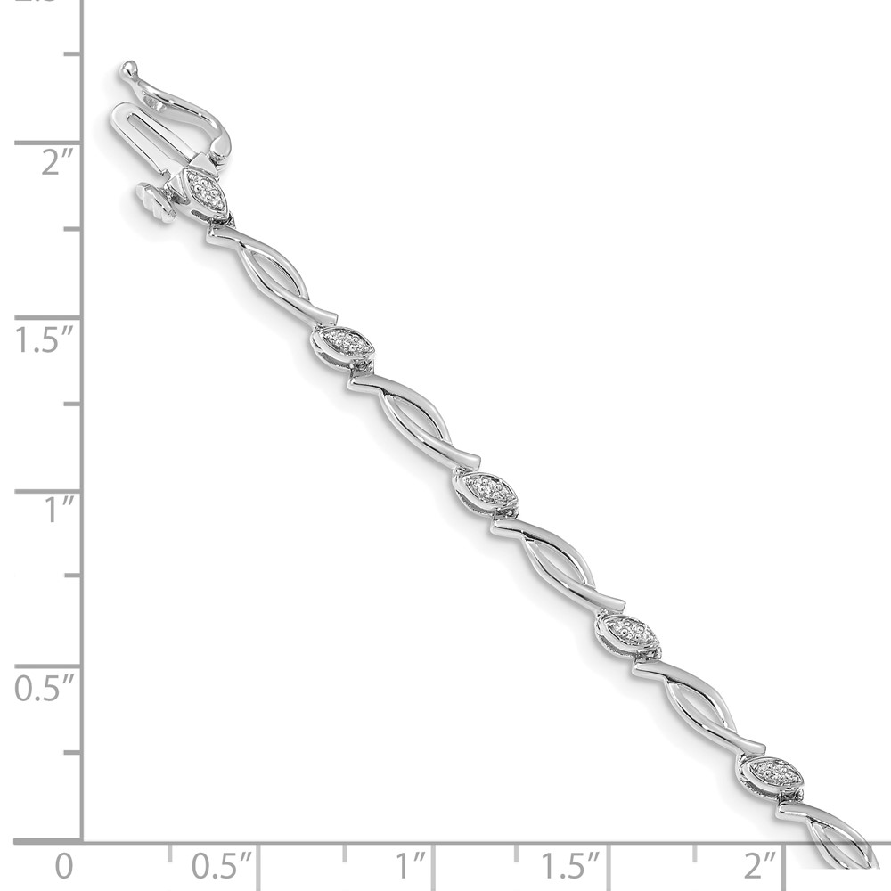 14k White Gold Complete 1/8 carat Diamond Fancy Link 7.5 inch Bracelet (BM4606-013-WA)